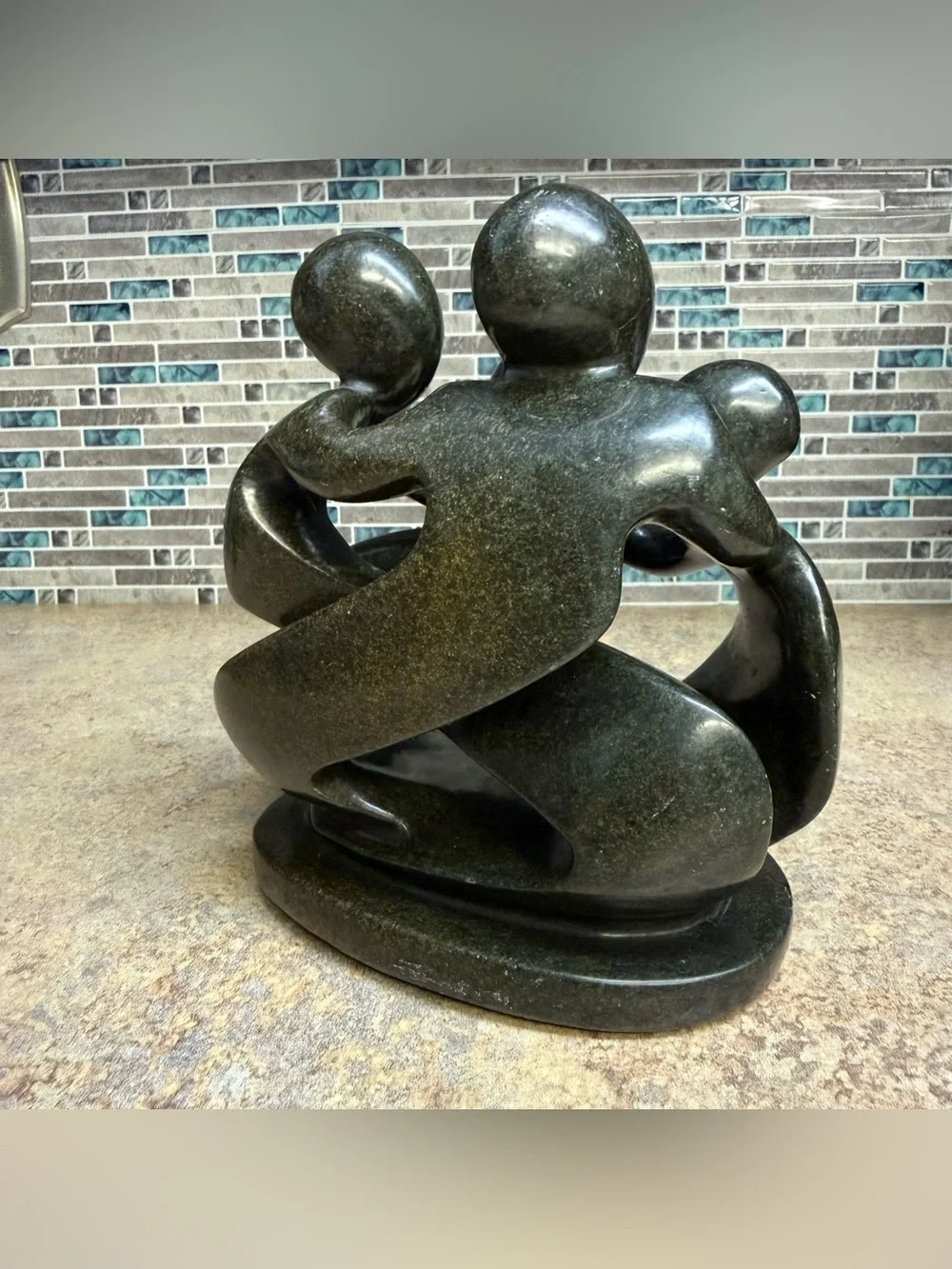 Shona Tribe Serpentine Stone Family of Four ~7.9
